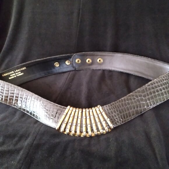Hand Made in Turkey Vintage Reptile Pattern Leather Belt main image 7
